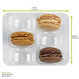 Insert for 6 Macarons (2x3) with Clip Closure - 24oz D:1.85in L:4.5in W:3.9in - 250 pcs