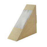 Kraft Double Sandwich Box with PET Window - L:4.8in W:2in H:4.8in - 500 pcs