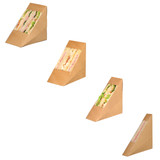 Kraft XL Triple Sandwich Box with PET Window - 4.8 x 3.2 x 4.8in - 500 pcs