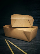 Kraft Meal Box - 25oz Base: L:4.5in W:3.5in H:2.5in Top: L:5.1in W:4.1in H:2.5in - 450 pcs