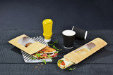 Cushion Corrugated Hot Sandwich Box - L:7.3 x W:5.05 x H:2.2in