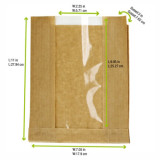 Brown Kraft Bag with Window - L:11in W:7.1in H:2.8in - 1000 pcs