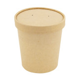 Brown Kraft Soup Cup with Kraft Lid Included - 16oz D:3.8in H:4in - 500 pcs
