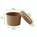 Brown Kraft Soup Cup with Kraft Lid Included - 8oz D:3.375in H:2.4in - 500 pcs