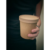 Brown Kraft Soup Cup with Kraft Lid Included - 19oz D:3.8in H:4.5in - 250 pcs