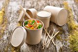 Brown Kraft Soup Cup with Kraft Lid Included - 32oz D:4.5in H:5.5in - 250 pcs