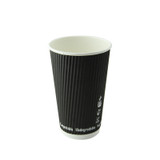 Compostable Rippled Black Cup - 20oz D:3.5in H:6.1in - 500 pcs