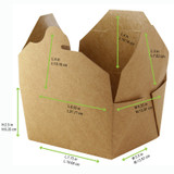 Kraft Meal Box - 70oz Base:L:7.7in W:5.5in H:2.5in Top:L:8.5in W:6.3in H:2.5in - 200 pcs