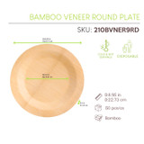 Bamboo Veneer Round Plate - D:9in - 50 pcs