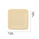 Bamboo Veneer Square Plate - L:3.5in W:3.5in H:0.2in - 100 pcs