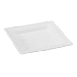 Square White Sugarcane Plate - L:6.2in W:6.2in H:0.6in - 576 pcs