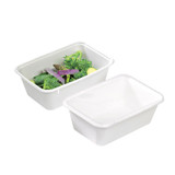 Eco Rec Rectangular White Sugarcane Salad Bowl - 25oz Top:L:6.8in W:4.6in H:2.3in - 250 pcs