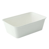 Eco Rec Rectangular White Sugarcane Salad Bowl - 25oz Top:L:6.8in W:4.6in H:2.3in - 250 pcs