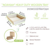 NOAH26H Heavy Duty Wooden Tray - L:11 x W:11 x H:2.75in