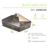Black Meal Box -78oz L:8.9 x W:6.55 x H:3.5in