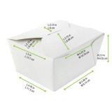White Meal Box - 25oz Base: L:4.5in W:3.5in H:2.5in Top: L:5.1in W:4.1in H:2.5in - 450 pcs