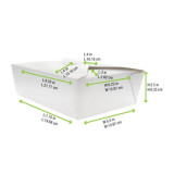 White Meal Box - 70oz Base:L:7.7in W:5.5in H:2.5in Top:L:8.5in W:6.3in H:2.5in - 200 pcs