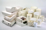 White Meal Box - 70oz Base:L:7.7in W:5.5in H:2.5in Top:L:8.5in W:6.3in H:2.5in - 200 pcs