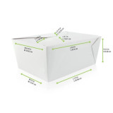 White Meal Box - 100oz Base:L:7.7in W:5.5in H:3.5in Top:L:8.5in W:6.3in H:3.5in - 160 pcs