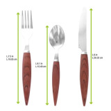 Reusable Stainless Steel Cutlery Set with Wooden Look Handle Wrapped in PP Bag - L:7.75in W:2.75in - 50 pcs