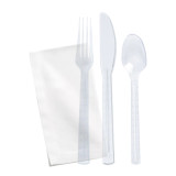Wrapped Clear First Class Kit 6/1 (Knife, Fork, Spoon, Napkin + Salt & Pepper) - L:7.87in - 250 kits