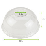 Clear Compostable Dome Lid with Round Hole for 210GPLA360 & 210GPLA450 & 210GPLA560 & 210GPLA670 - D:3.78in - 1000 pcs
