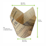 Tulip Newspaper Print Baking Case -1.25oz Dia:2.25in Flat:L:4.3 x W:4.15in