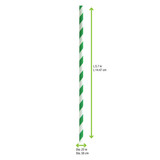 Durable Green & White Striped Cocktail Paper Straws - Unwrapped - D:0.2in H:5.7in - 3000 pcs