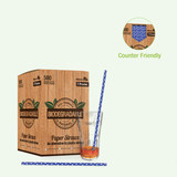 Durable Blue & White Paper Straws - Unwrapped - D:0.2in L:7.75in - 3000 pcs