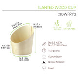 Slanted Wood Cup - 9.5oz D:3.7in H:4.1in - 100 pcs