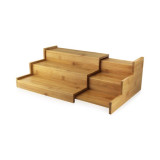 3 Level Sliding Bamboo Tray - W:9in H:4.75in L:when opened:19.75in L:when closed:10.5in - 2 pcs