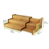 3 Level Sliding Bamboo Tray - W:9in H:4.75in L:when opened:19.75in L:when closed:10.5in - 2 pcs