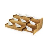 3 Level Sliding Bamboo Tray - L:10.5 x W:9.1 x H:4.7in