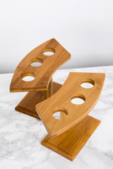 3 Holes Bamboo Cone and Temaki Display - D:0.8in 6.25 x 3 x 3.5in - 10 pcs