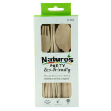 WOODSY Wooden Cutlery Kit (8 Forks / 8 Knives / 8 Spoons) - L:6.5in W:0.8in - 288 kits