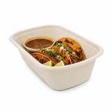 Rectangular Brown Sugarcane Container - 34oz L:9in W:5.3in H:2.6in - 250 pcs