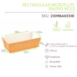 Rectangular Microflute Baking Mold - 17.5oz L:6.25in W:3.1in H:2in - 340 pcs