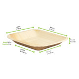 Square Palm Leaf Plate with Rounded Corners - L:6.3in W:6.3in - 100 pcs