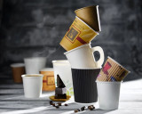 Compostable Rippled Beige Cups - 20 oz Dia: 3.5'' H: 6.1'' Compostable Rippled Beige Cups - 20 oz Dia: 3.5'' H: 6.1''