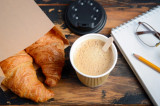 Compostable Rippled Beige Cups - 20 oz Dia: 3.5'' H: 6.1'' Compostable Rippled Beige Cups - 20 oz Dia: 3.5'' H: 6.1''