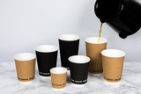 Compostable Rippled Black Cup -12oz Dia:3.5in H:4.3in