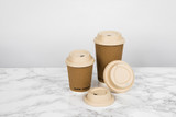 Compostable Rippled Beige Cups - 16 oz Dia: 3.5" H: 5.4"