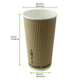 Compostable Rippled Kraft Cup - 20oz D:3.5in H:6.1in - 500 pcs