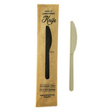 Compostable & Heat Proof Corn - Bamboo Fiber Knife Individually Wrapped In a Paper Wrapper - L:6in W:1.97in - 500 pcs