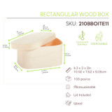 Rectangular Wood Box - 8oz L:4.3in W:3in H:2in - 100 pcs