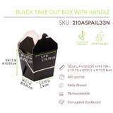 Black Take Out Box with Handle - 32oz L:4.5in W:3.9in H:4.4in - 450 pcs