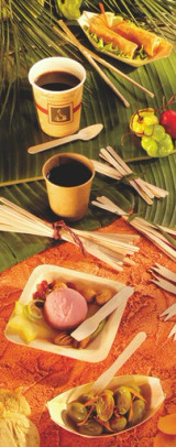 Individually wrapped wooden coffee stirrers with rounded end in dispenser box - L:5.5in - 5000 pcs