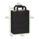 Black Mini Paper Bag with Handle - W:6.9in Gusset:3.5in H:9.1in - 500 pcs