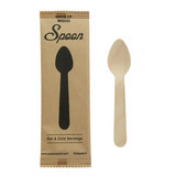 Mini Wooden Spoon wrapped in paper wrapper - 4.3in - 500 pcs