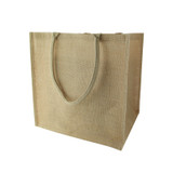 Natural Reusable carrier jute bag with handle - 15 x 13 x 15in - 20pcs